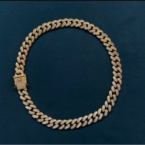 14k Gold Plated Iced Choker Chain 18in 13mm *Brand New*
